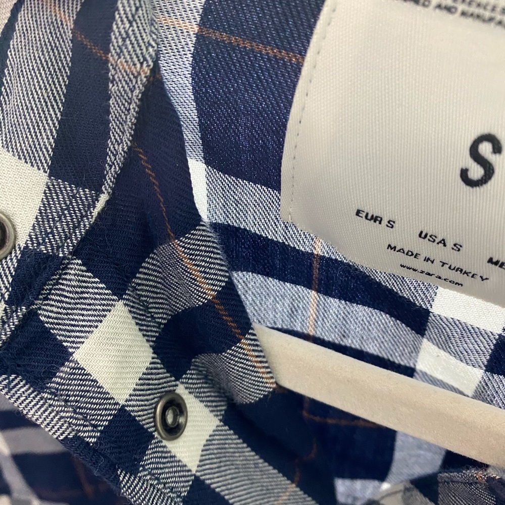 NWOT ZARA WOMAN PLAID SNAP BUTTON DOWN CLOSURE - Picture 5 of 7